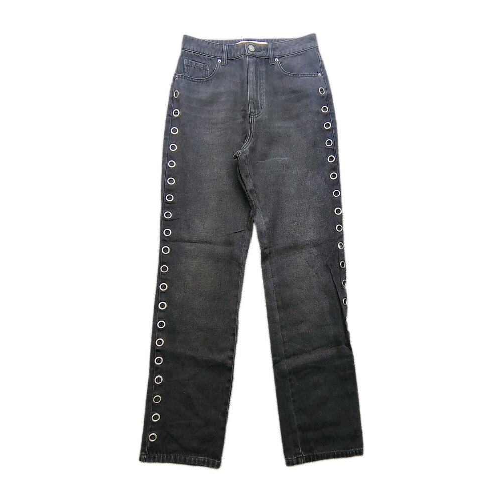 New Tinseltown Black Grommet Jeans Women's Size 5 Straight Leg Fast Shipping